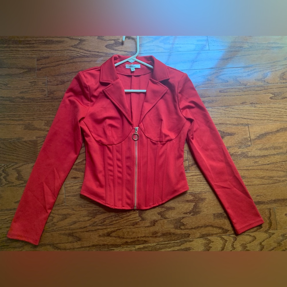 Hana Corset Red Long Sleeve Top Size M